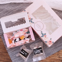 Boîte à tarte aux œufs, boîte à Dessert portugaise, rose, rectangulaire, avec jolie fenêtre de panda, 1 pièce