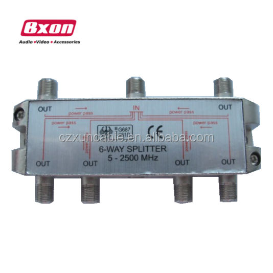 5-2500MHz 6 Way F Type Screw Connector Splitter 2way 3way 4way 8 Way CATV Indoor Rf Cable Tv Splitter