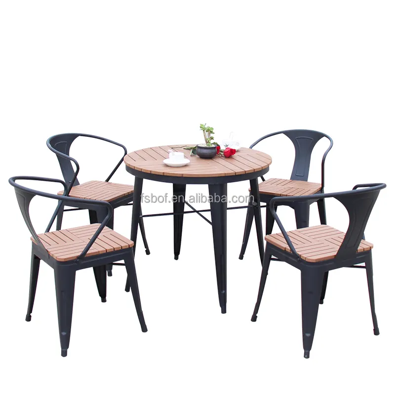 Wholesale Outdoor metal table and for outdoor cafe shop waterproof table and chair for bistro shop Restaurant dining chairs