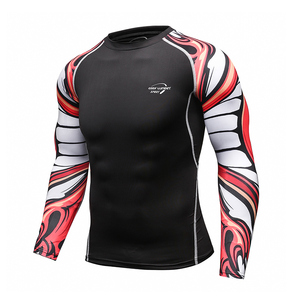 Custom Design MMA BJJ <span class=keywords><strong>Rash</strong></span> Guard per gli uomini Spandex compressione palestra camicia traspirante tessuto sublimato stampa per il nuoto - Product Image 4