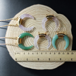 WT-N703 Commercio All'ingrosso di New crescent corno <span class=keywords><strong>collana</strong></span> di pietra <span class=keywords><strong>con</strong></span> doppio loop in oro placcato - Product Image 5