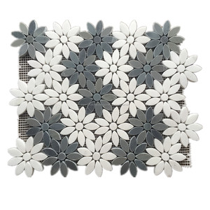 Flor de pavimento, <span class=keywords><strong>dibujos</strong></span> de flores de la margarita, gris blanco mosaico - Product Image 1