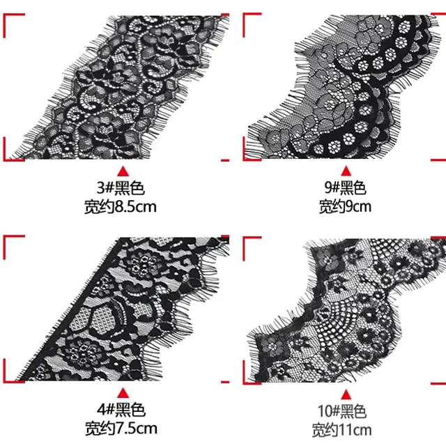 Кружевная лента для ресниц 8 см, декоративная Высококачественная мягкая черная нейлоновая кружевная отделка для ресниц, ткань для свадебного платья