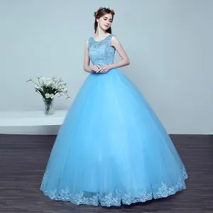 2018 New Princess Stage Performance Wear Blaues Karnevals thema Party Abendkleid