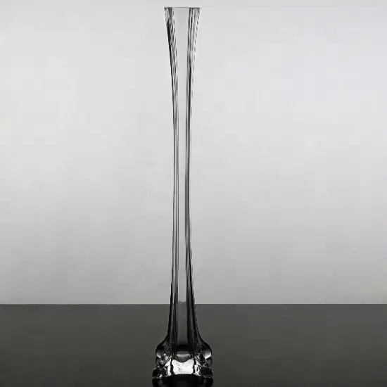 Grand vase en verre transparent pour décoration de fleurs, tour eiffel, plat, 1 pièce