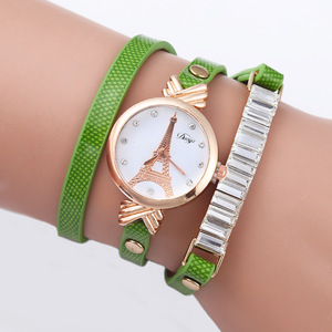Duoya marca reloj mujeres moda Torre Eiffel cristal pulsera de piedras preciosas reloj chica clásico vintage señora reloj - Product Image 5