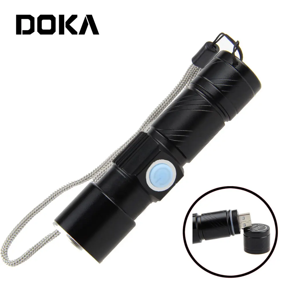 Mini Portable Zoomable LED Rechargeable USB Lamp Light Flashlight Torch with usb charger