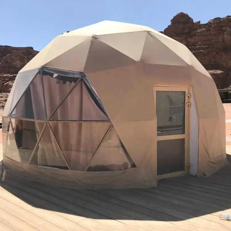 Tente glamping imperméable de dôme géodésique de 6m pour la station de vacances