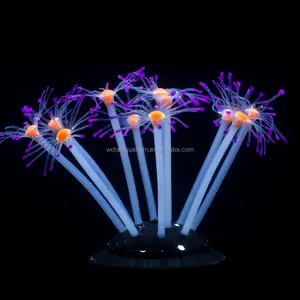 Künstliche aquatische Koralle-Aquarium Dekor Aquarium Dekoration Ornament Glühende Wirkung Silikon feder Korallen Saug basis