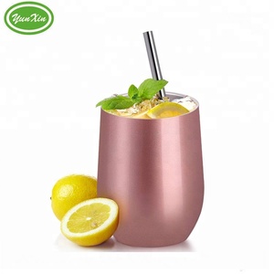 <span class=keywords><strong>Verre</strong></span> à vin Double paroi 12oz avec jante en acier inoxydable, gobelet à vin sans pieds - Product Image 6