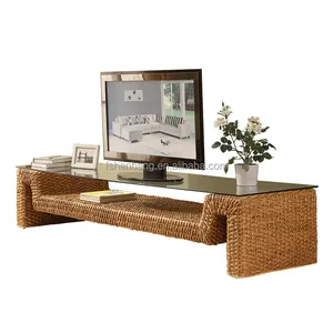 Yeni Stil Çim Üst Tasarım Rattan TV standı Oturma Odası Mobilya