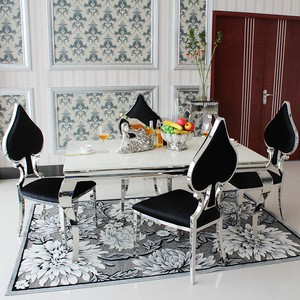 Moda bianco top in marmo <span class=keywords><strong>tavolo</strong></span> da pranzo set con 4 posti a forma di cuore <span class=keywords><strong>nero</strong></span> <span class=keywords><strong>sedie</strong></span> - Product Image 1