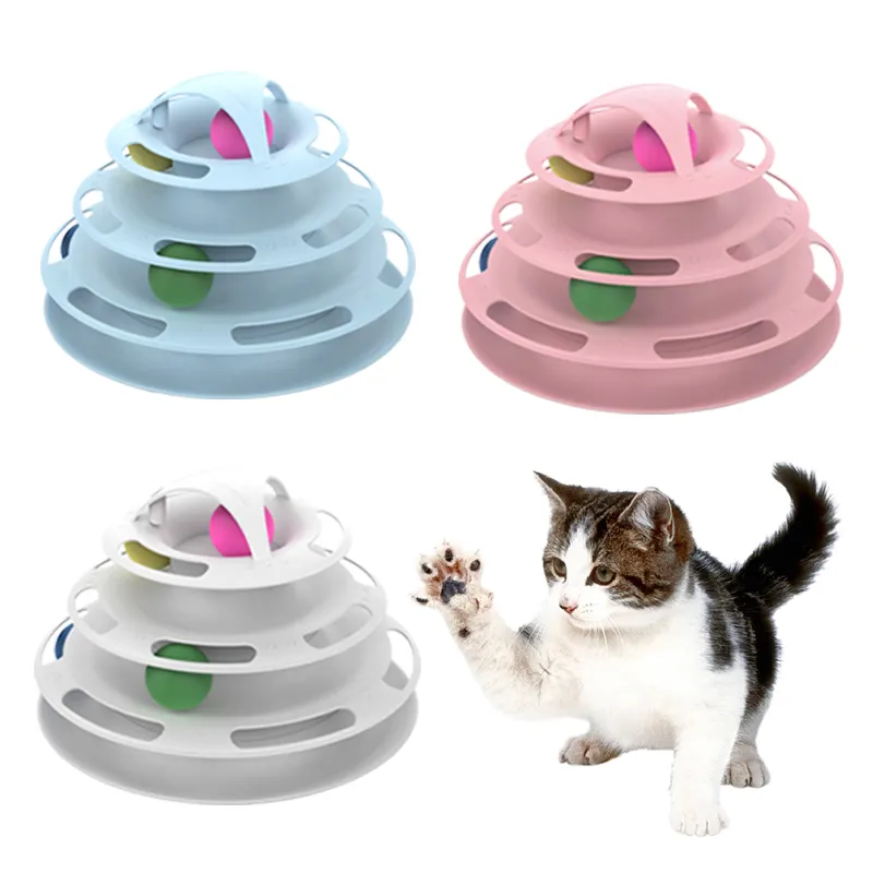 4 परतों इंटरैक्टिव मजेदार Turntable के लिए पागल गेंद डिस्क बिल्ली खिलौना बिल्ली का बच्चा बिल्लियों पालतू पशु उत्पादों