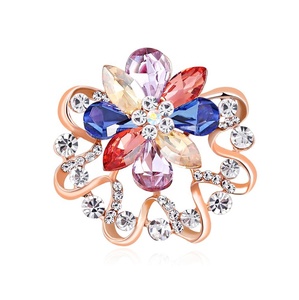 Bunga Elegan Syal Klip Bros Sutra Kristal Berlian Imitasi Syal Gesper Pin untuk Wanita Perhiasan - Product Image 3