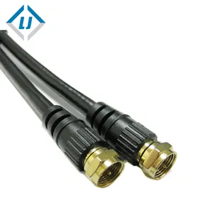 High quality black bnc cctv F male communication coiled rj59 coaxial cable rf