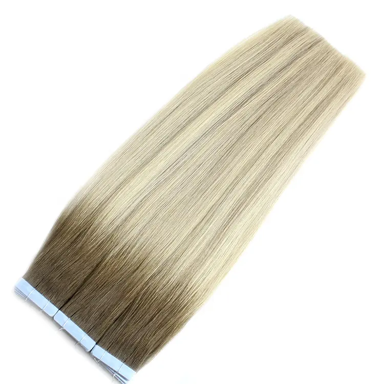 Extensiones de cabello virgen 100 Remy humano de alta calidad con cinta invisible dibujada doble, gran stock