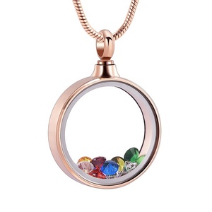 IJD9821 Living Memory Floating Charms Đá Lưu Trữ Bạc Rose Gold Cầu Vồng Màu Vòng Rõ Ràng Glass <span class=keywords><strong>Locket</strong></span> Pendant Necklace - Product Image 2