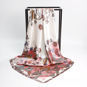 Écharpe en <span class=keywords><strong>soie</strong></span> pour femmes, motif tendance, grand <span class=keywords><strong>foulard</strong></span> carré en satin - Product Image 6