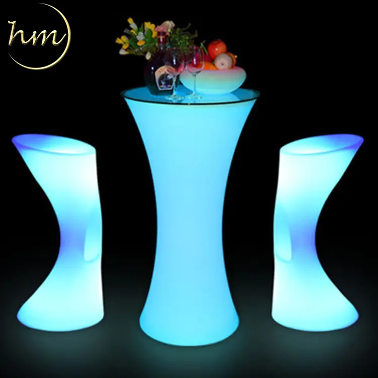 Intelligent Lumineux Coloré Haut LED Bar Chaise Tables de Cocktail