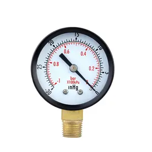 2 inch 50mm Diameter bottom verbinding zwart ijzer 0-30inHg vacuüm manometer