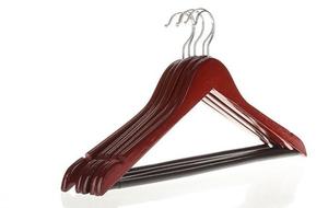 Porte-vêtements en bois de lotus acajou en gros, barre ronde antidérapante et crochet chromé, porte-vêtements et rail - Product Image 2