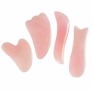 粉色水晶鱼玫瑰石英玉刮板刮板瓜沙按摩器