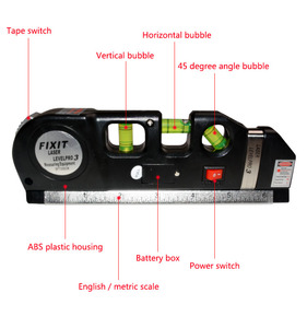 Nouveau niveau laser <span class=keywords><strong>pas</strong></span> <span class=keywords><strong>cher</strong></span>, mètre de mesure horizontale et verticale, ruban de mesure de 8 pieds, aligneur - Product Image 6