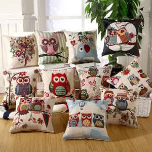 Tùy Chỉnh Thiết Kế Mới Thực Hiện Chất Lượng Cao Owl Thêu Thiết Kế Handmade Bông Sofa Cushion Cover Trang Trí Cushion Gối