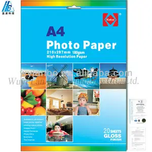 Papel fotográfico brillante A4 de 180g, 20 hojas