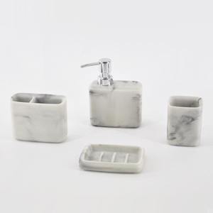 Ensemble d'accessoires de salle de bain en marbre blanc, meubles de luxe - Product Image 1