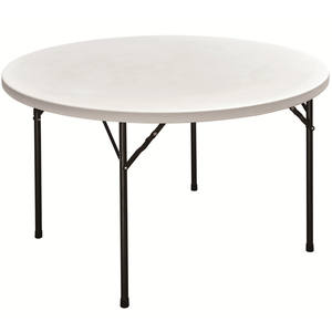 120cm <span class=keywords><strong>4</strong></span> <span class=keywords><strong>pieds</strong></span> blanc HDPE en plastique solide <span class=keywords><strong>Table</strong></span> de fête ronde pour mariage - Product Image 1