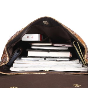 Mochila Vintage de piel auténtica en relieve para mujer, Bolso de piel de vaca de primera capa, mochila de gran capacidad, mochila para ordenador - Product Image 5