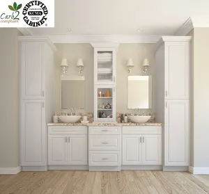 Chinese Suppliers American RTA Modern White Bathroom Vanity Solid Wood