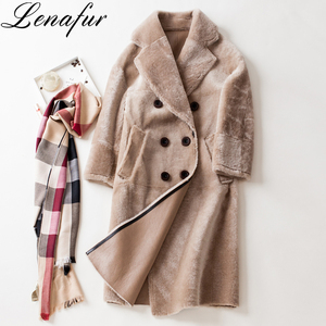 <span class=keywords><strong>Cappotto</strong></span> Invernale in Morbida Pelle di Pecora Color Kaki, <span class=keywords><strong>Cappotto</strong></span> in Pelle di Agnello Mongolo Double Face per Donna - Product Image 1
