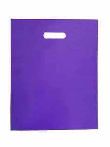 Sacs de magasinage en plastique de couleur <span class=keywords><strong>rose</strong></span> et violet uni brillant 12x15 pouces / sacs découpés - Product Image 5