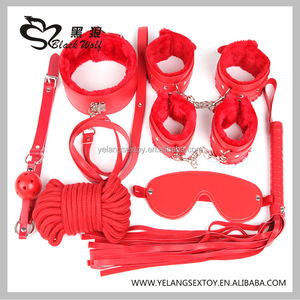 Noir loup adulte bdsm Fétiche En Cuir Bondage Sexe Masculin Flirt 8 Sets1 Menottes Legcuffs gag eye patch fouet Adulte <span class=keywords><strong>Jeux</strong></span> YIWU - Product Image 1