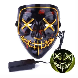 Halloween Party Kostuum Light Up Neon El Wire Glowing In The Dark Led Purge Mask