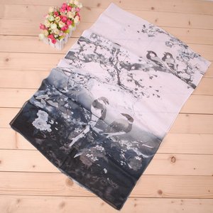 New Bird Flowers Chiffon Scarf Wholesale Fashion Women Long Cheap Printed Scarves Super September Women Scarf