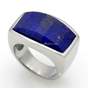 Top Quality Fashion Jewelry,316L Stainless Steel Malachite/<strong>Lapis</strong> <strong>Lazuli</strong> Natural Stone <strong>Ring</strong> for Men Birthday Gift - Product Image 1