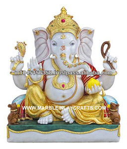Hermosa Estatua de Ganesha Hecha a Mano en Mármol Blanco - Product Image 1
