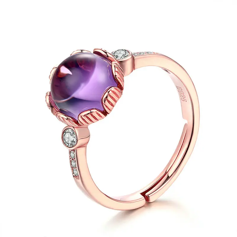 Fanstic фиолетовый аметистовое кольцо с драгоценным камнем для женщин