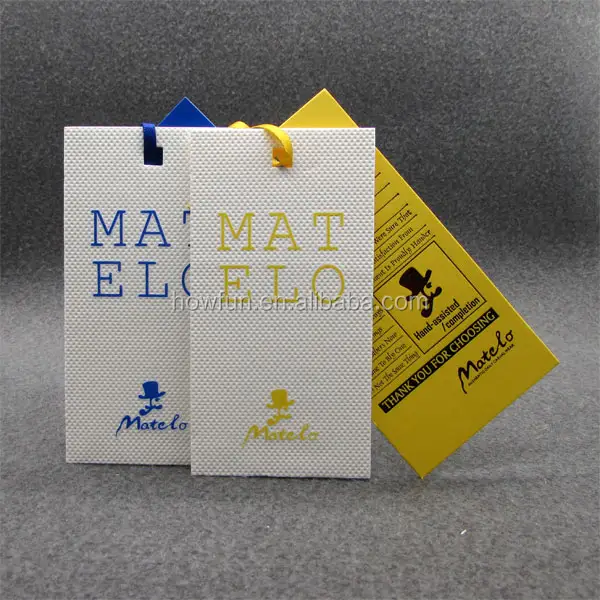 Étiquette volante jaune et bleu Étiquettes En Papier Pour Vêtements papier carte