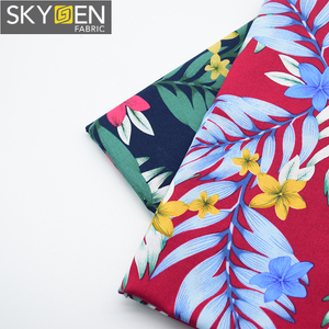 Skygen mẫu miễn phí mềm 60S nhiệt đới lá vải với hoa nhiệt đới Áo sơ mi chất liệu vải Mens bông - Product Image 4