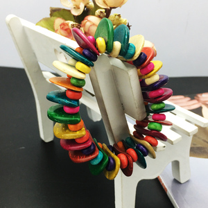 Monili di modo del Regalo Colorata A Mano Guscio di noce di Cocco Braccialetto di Gomma Della Fascia In Rilievo Del Braccialetto di Shell - Product Image 5