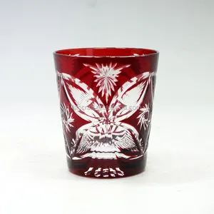 Japanese edo kiriko style glass drinking cup water whisky brandy rock glass wholesale butterfly pattern