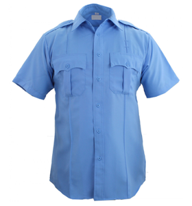 Camisa de segurança uniforme design personalizado, camisa de algodão de mangas curtas, camisa de poliéster azul claro, preta, cáqui, bolsos no peito, para homens