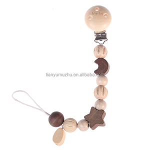 Venta al por mayor ronda naturaleza chupete Clips Wood sostenedor <span class=keywords><strong>pacificador</strong></span> del bebé - Product Image 5