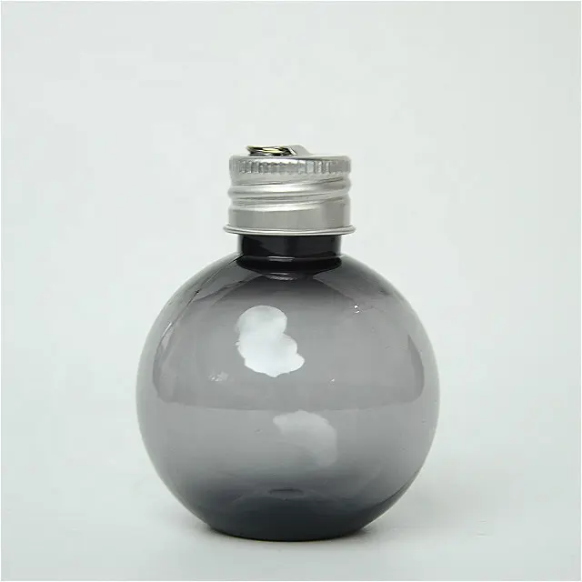 زجاجة عصير بلاستيكية شفافة كروية الشكل من بلاستيك بي اي تي 210 مل زجاجة مشروبات مزودة بغطاء
