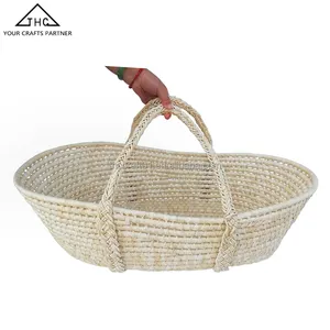 African Cheap Natural Handmade Straw Woven New Born Soft Baby Basket