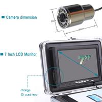 Caméra vidéo de pêche sous-marine portable DVR 15M HD 1000TVL avec moniteur LCD 7 pouces, batterie 4500mAh, 12 LED blanches, métal IP68